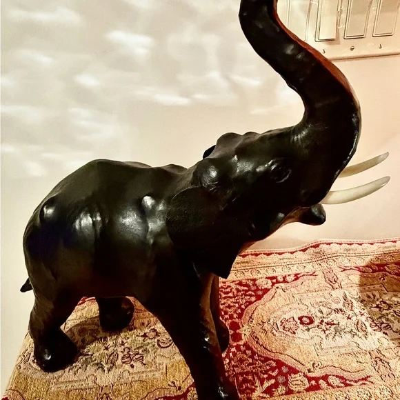 Elegant Black Elephant Sculpture